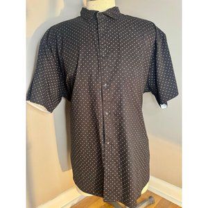 4X Kenneth Cole Men's Black Print Short Sleeve Button Down Shirt
